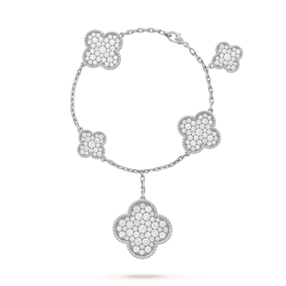 ¡®Moco¡¯CLOVER 6 MOTIFS SILVER DIAMOND BRACELET