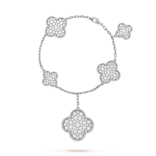 ¡®Moco¡¯CLOVER 6 MOTIFS SILVER DIAMOND BRACELET