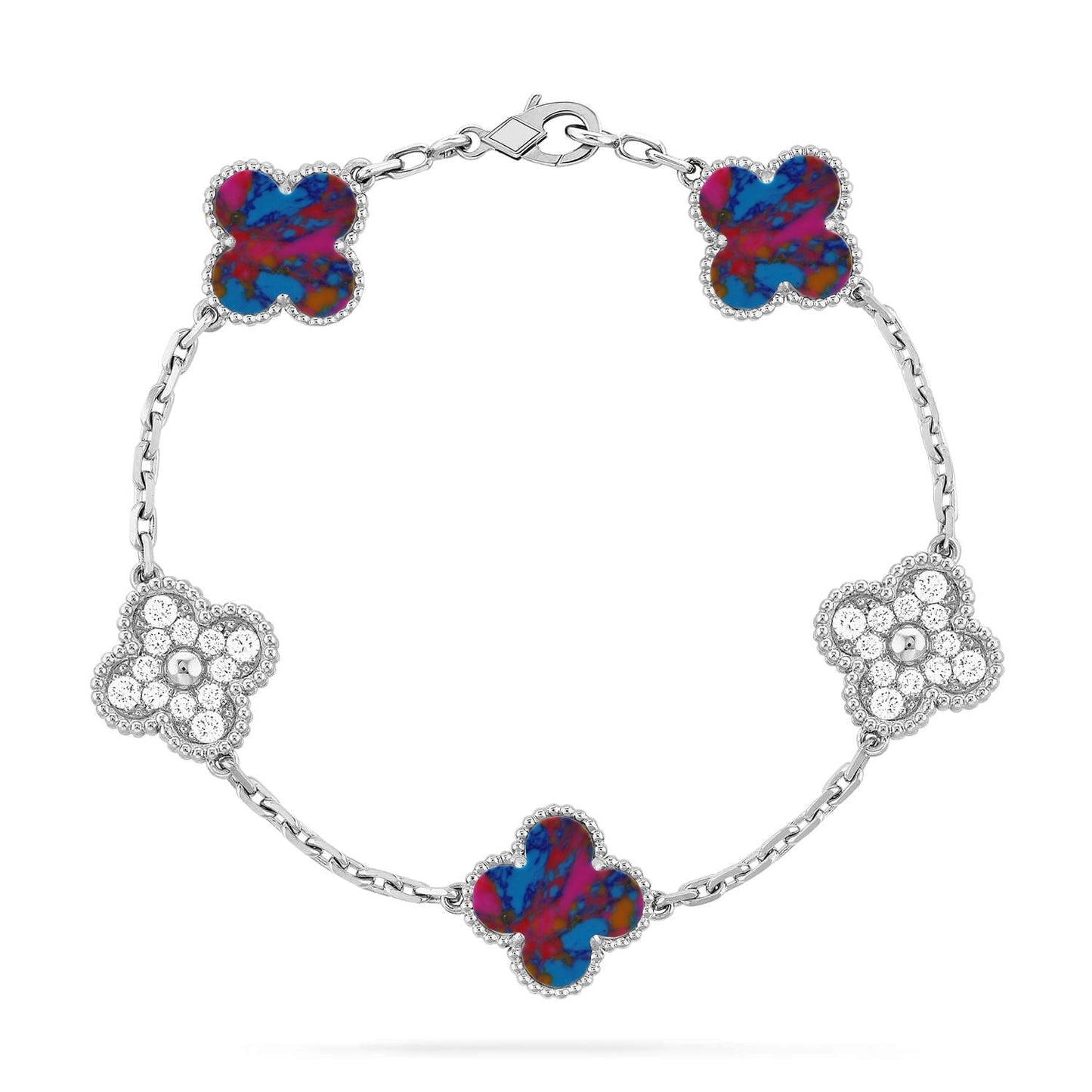 [Moco]New CLOVER 5 MOTIF COLOR GEMSTONES BRACELET COLLECTION