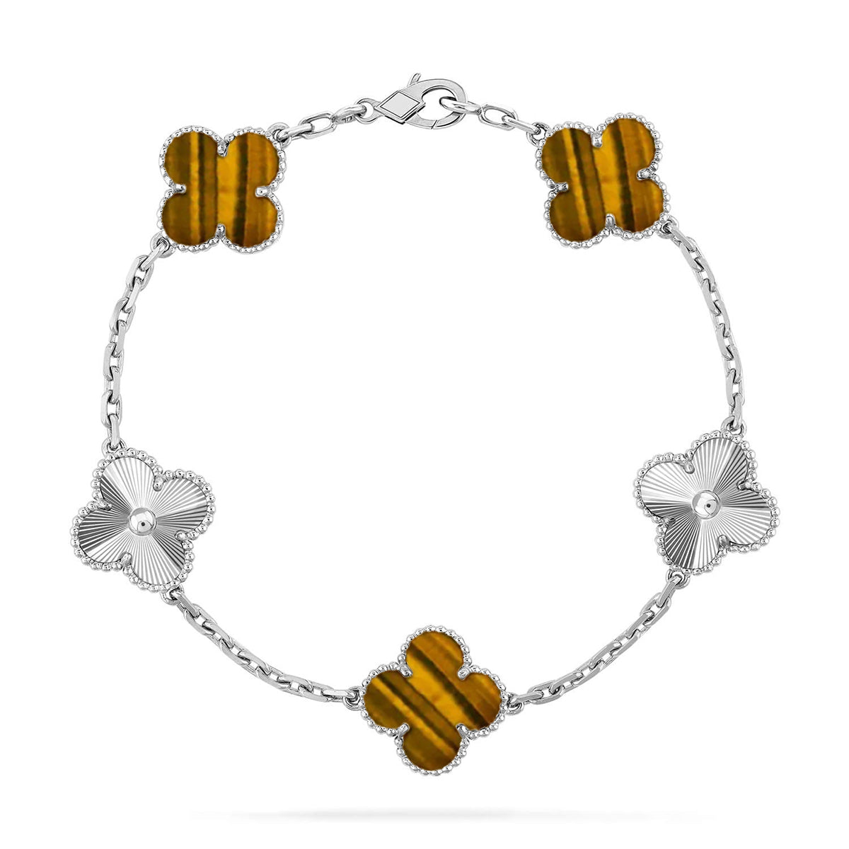 [Moco]New  CLOVER 5 MOTIFS TIGER EYE BRACELET COLLECTION