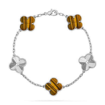 [Moco]New  CLOVER 5 MOTIFS TIGER EYE BRACELET COLLECTION
