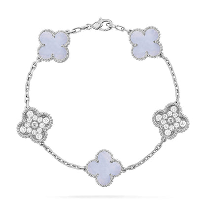 [Moco]New  CLOVER 5 MOTIF PURPLE CHALCEDONY BRACELET COLLECTION