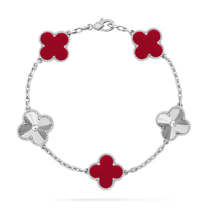 [Moco]New  CLOVER 5 MOTIF RED CORNELIAN BRACELET COLLECTION