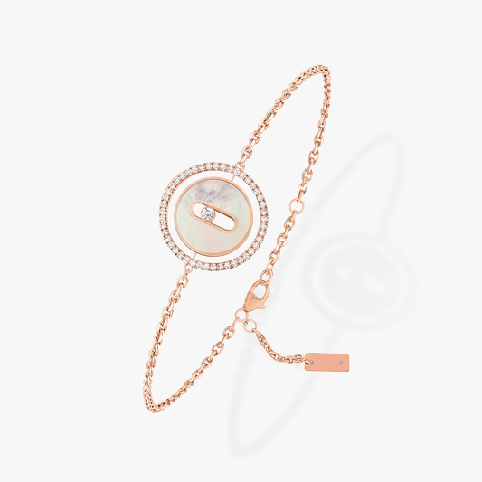 [ Moco ] Moco  MOVE WHITE MOTHER OF PEARL PINK GOLD DIAMOND BRACELET