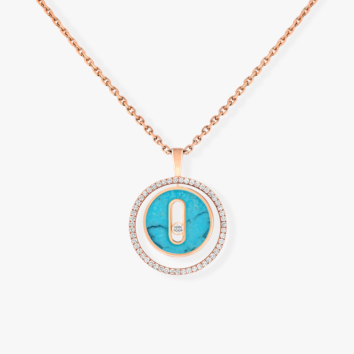[ Moco ] Moco  MOVE 1 DIAMOND TURQUOISE PINK GOLD DIAMOND NECKLACE