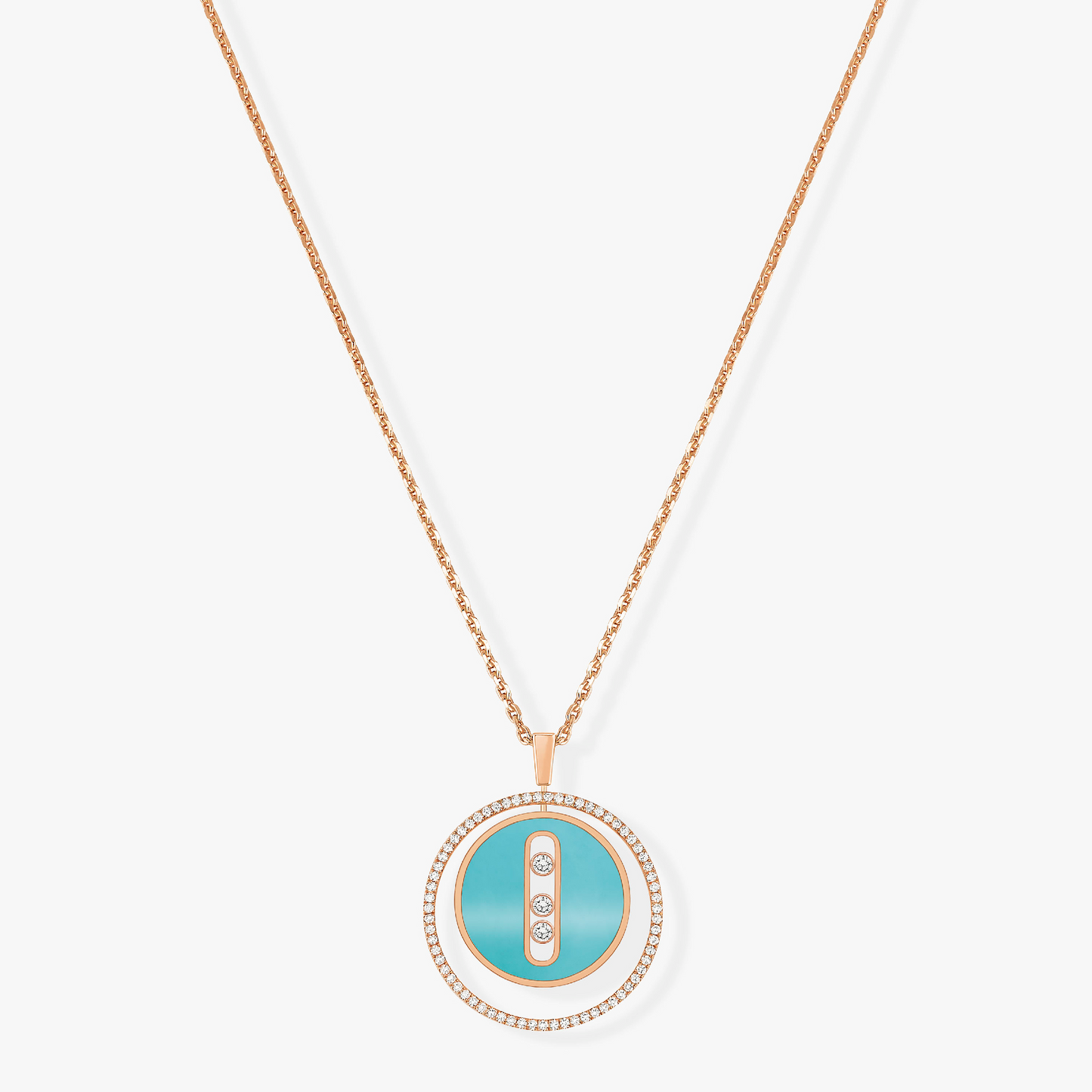 [ Moco ] Moco  MOVE 3 DIAMONDS TURQUOISE PINK GOLD DIAMOND NECKLACE