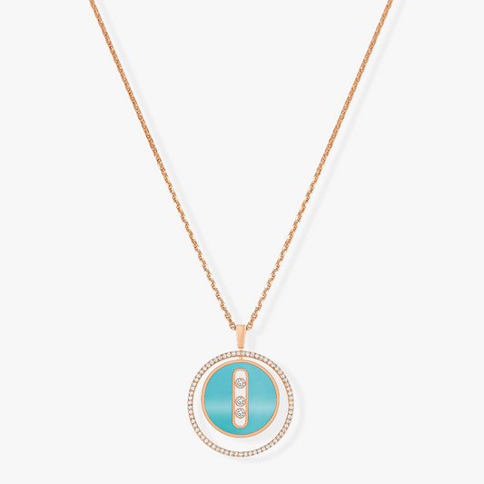 [ Moco ] Moco  MOVE 3 DIAMONDS TURQUOISE PINK GOLD DIAMOND NECKLACE