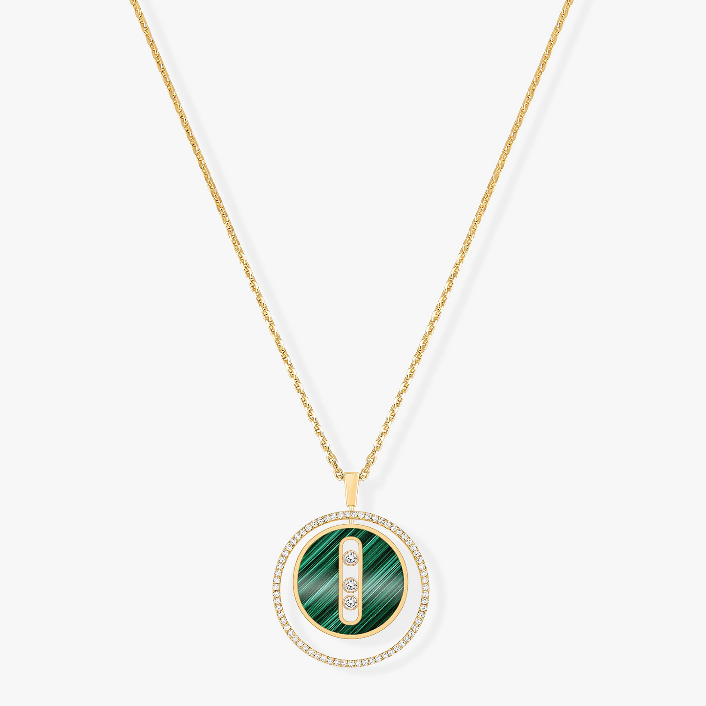 [ Moco ] Moco  MOVE 3 DIAMOND MALACHITE GOLD DIAMOND NECKLACE