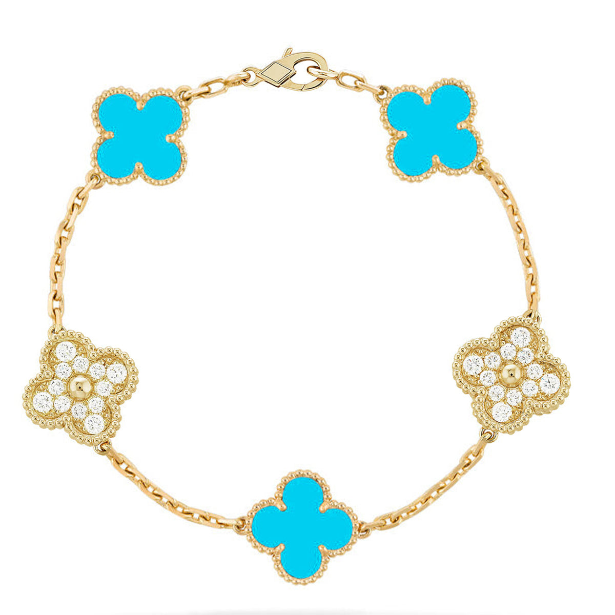 [Moco]New  CLOVER 5 MOTIF TURQUOISE BRACELET COLLECTION