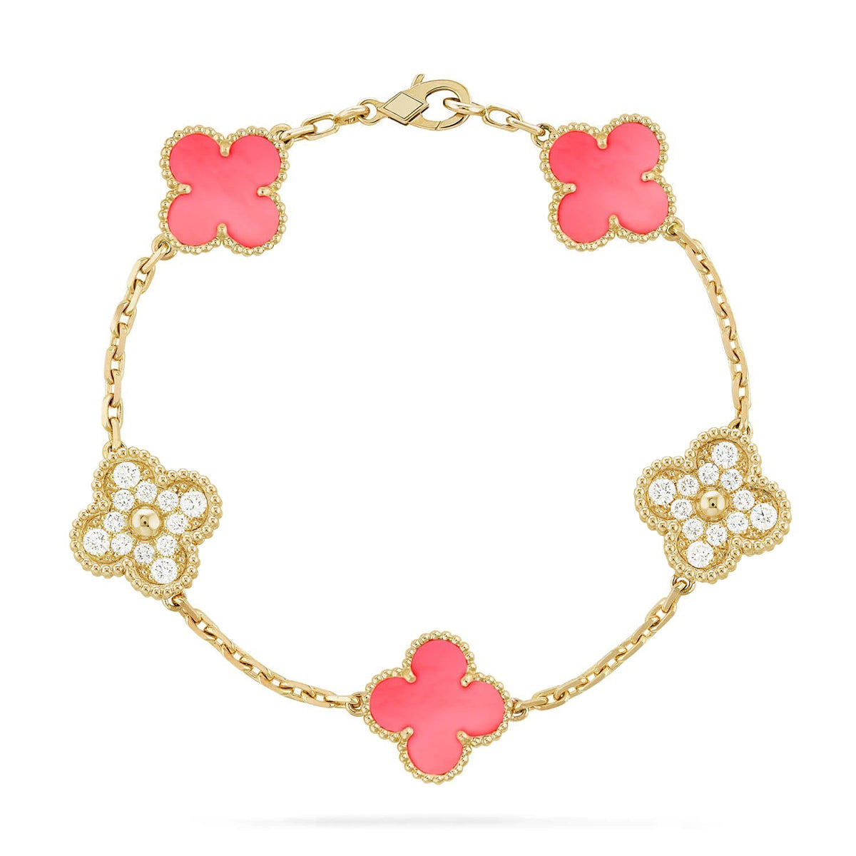 [Moco]New  CLOVER 5 MOTIFS  PINK MOP BRACELET COLLECTION