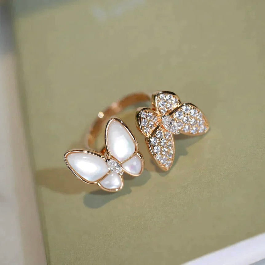 ¡®Moco¡¯TWIN BUTTERFLY DIAMOND MOP RING