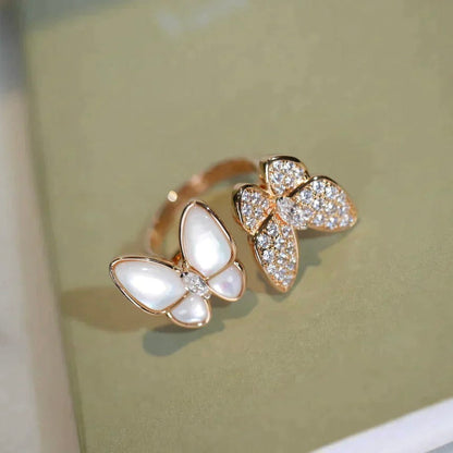 ¡®Moco¡¯TWIN BUTTERFLY DIAMOND MOP RING