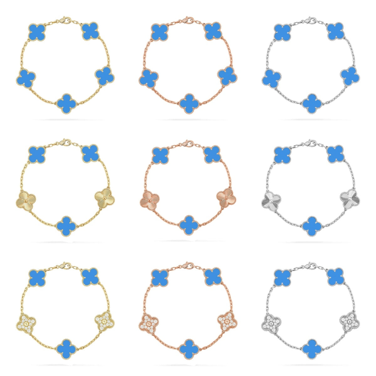 [Moco]New CLOVER 5 MOTIF BLUE AGATE BRACELET COLLECTION