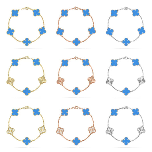 [Moco]New CLOVER 5 MOTIF BLUE AGATE BRACELET COLLECTION