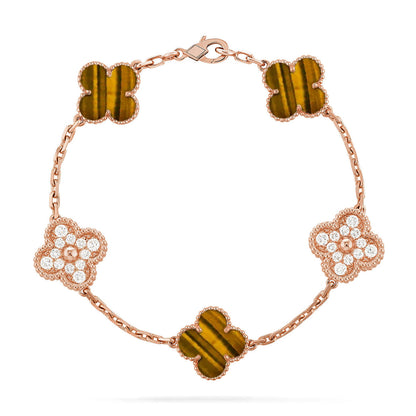 [Moco]New  CLOVER 5 MOTIFS TIGER EYE BRACELET COLLECTION