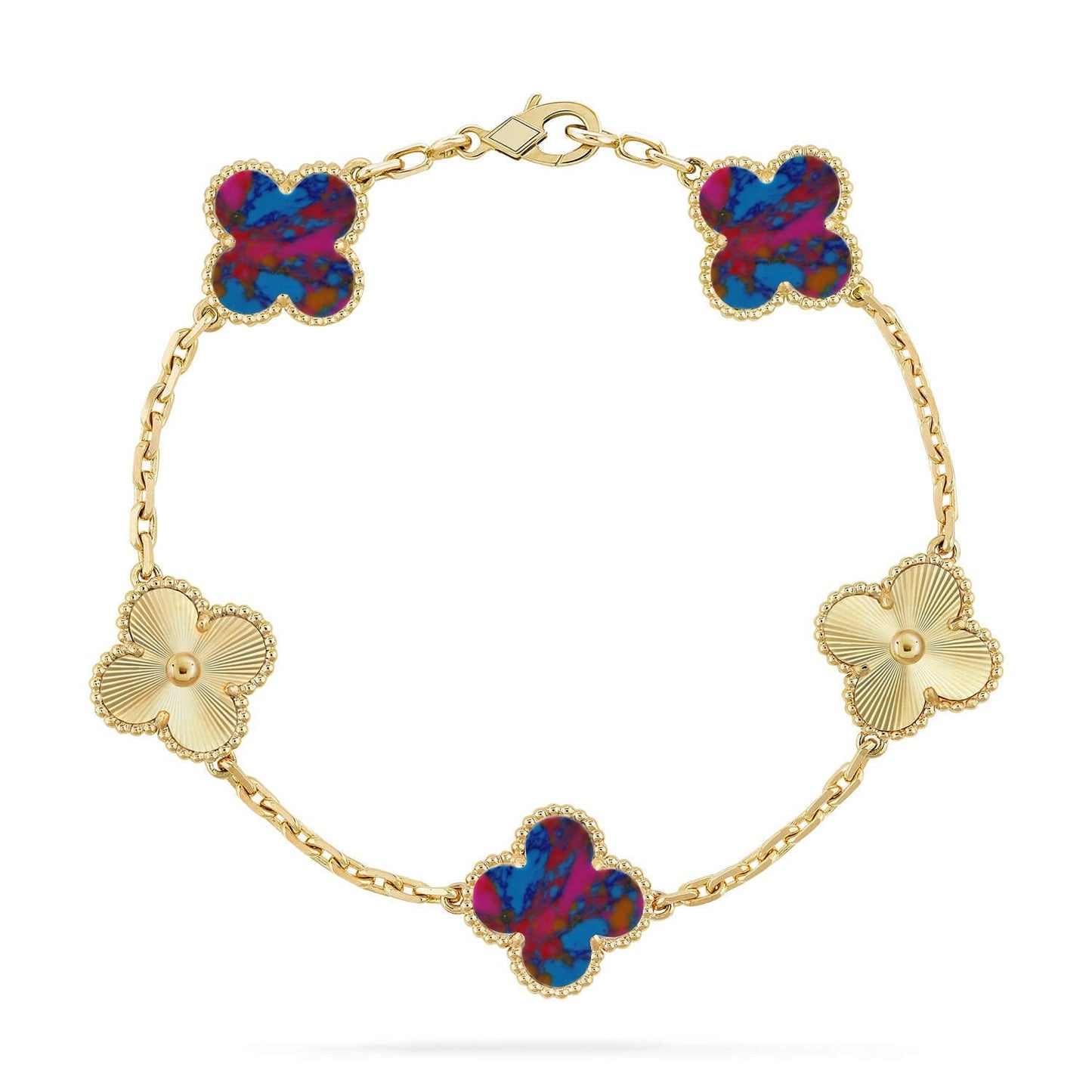 [Moco]New CLOVER 5 MOTIF COLOR GEMSTONES BRACELET COLLECTION