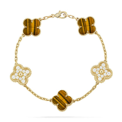 [Moco]New  CLOVER 5 MOTIFS TIGER EYE BRACELET COLLECTION