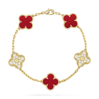 [Moco]New  CLOVER 5 MOTIF RED CORNELIAN BRACELET COLLECTION