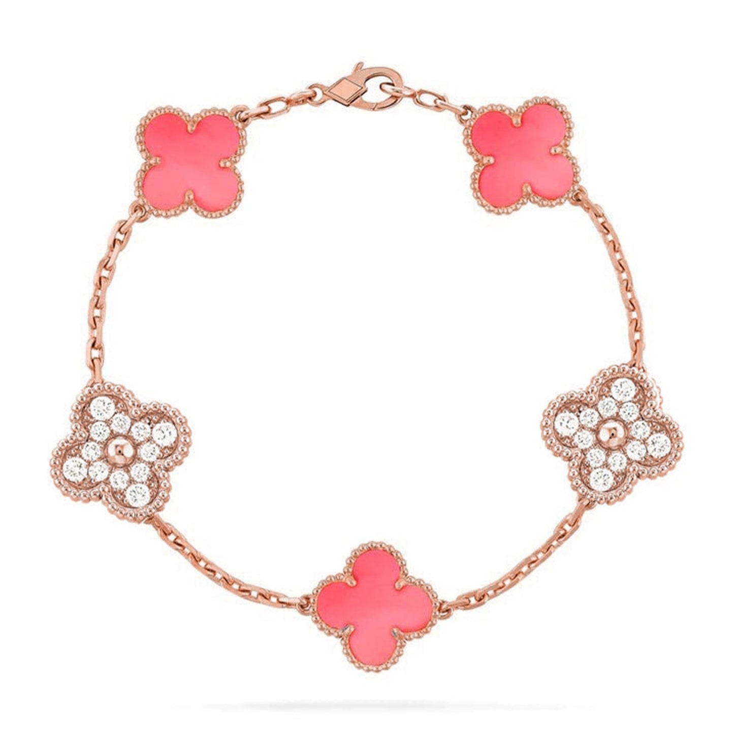 [Moco]New  CLOVER 5 MOTIFS  PINK MOP BRACELET COLLECTION
