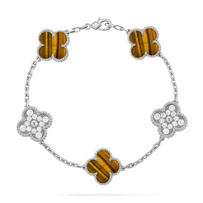 [Moco]New  CLOVER 5 MOTIFS TIGER EYE BRACELET COLLECTION