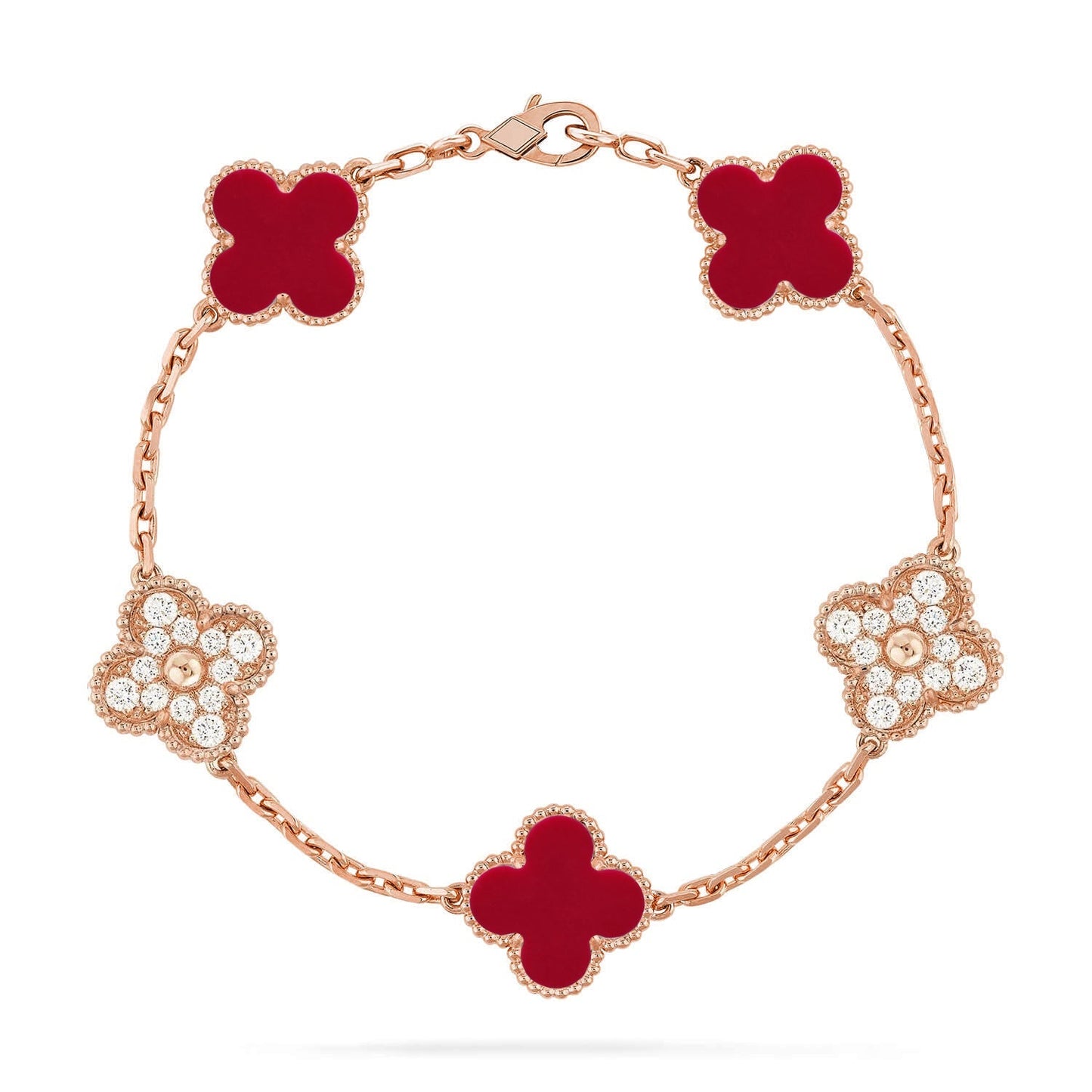 [Moco]New  CLOVER 5 MOTIF RED CORNELIAN BRACELET COLLECTION