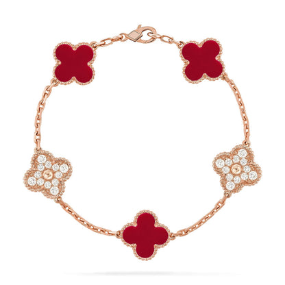 [Moco]New  CLOVER 5 MOTIF RED CORNELIAN BRACELET COLLECTION