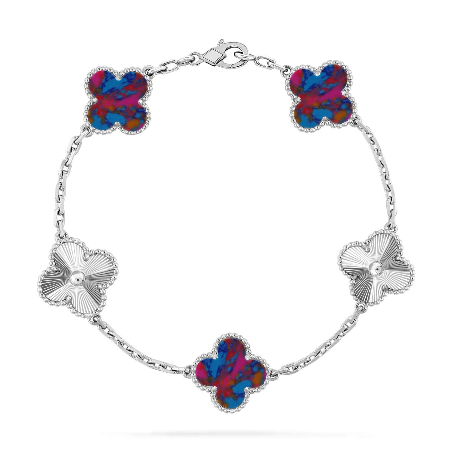 [Moco]New CLOVER 5 MOTIF COLOR GEMSTONES BRACELET COLLECTION