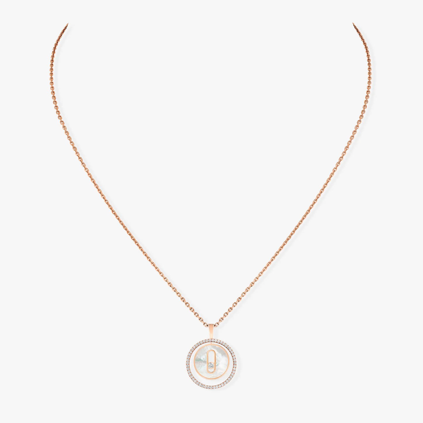 [ Moco ] Moco  MOVE 1 DIAMOND WHITE MOTHER OF PEARL PINK GOLD DIAMOND NECKLACE