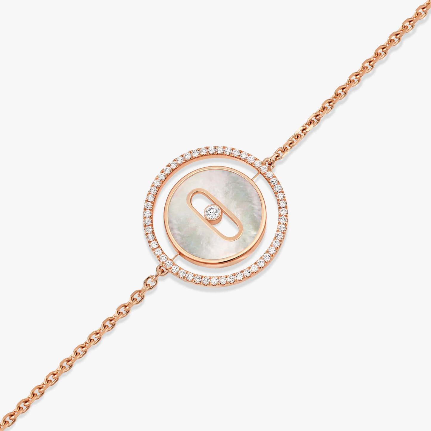[ Moco ] Moco  MOVE WHITE MOTHER OF PEARL PINK GOLD DIAMOND BRACELET