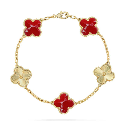 [Moco]New CLOVER 5 MOTIF RED PATTERN BRACELET COLLECTION