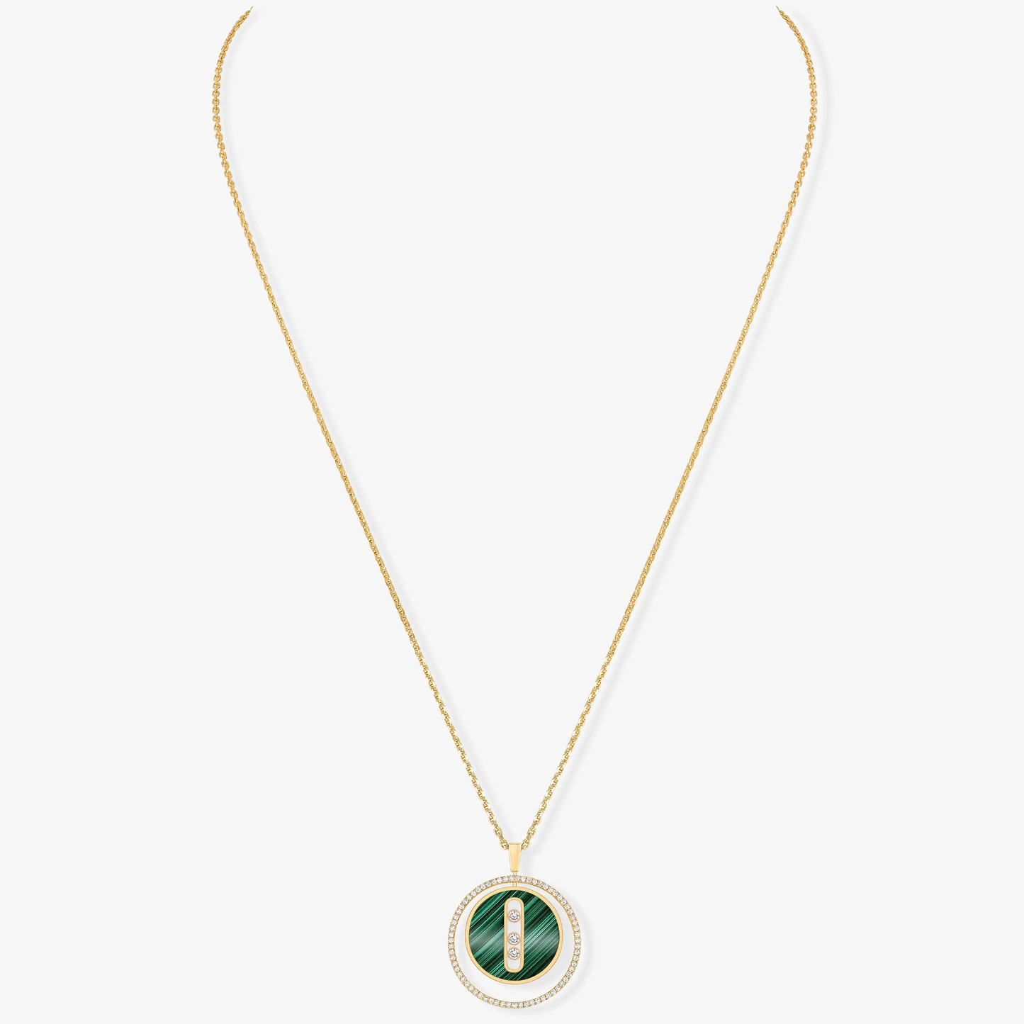 [ Moco ] Moco  MOVE 3 DIAMOND MALACHITE GOLD DIAMOND NECKLACE