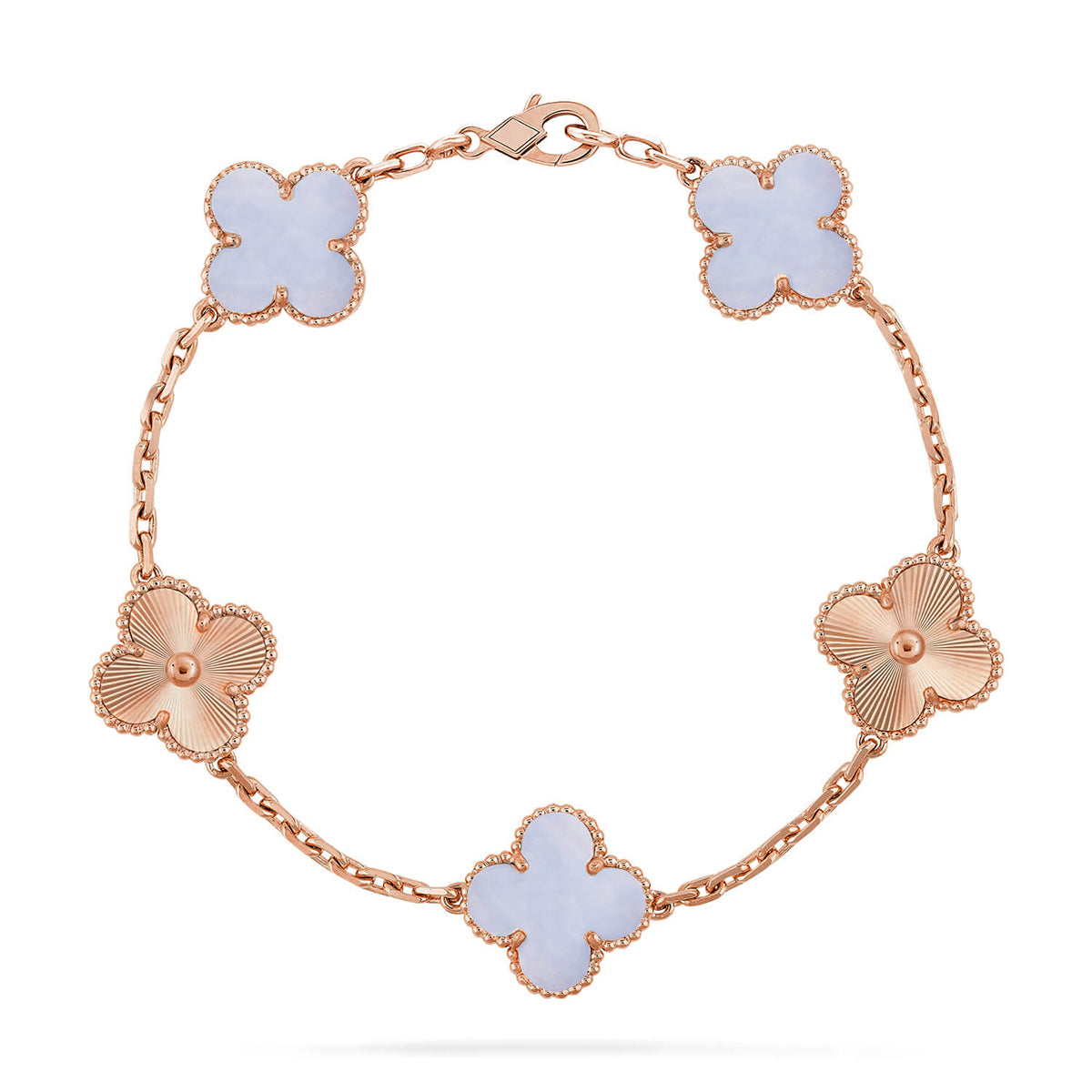[Moco]New  CLOVER 5 MOTIF PURPLE CHALCEDONY BRACELET COLLECTION
