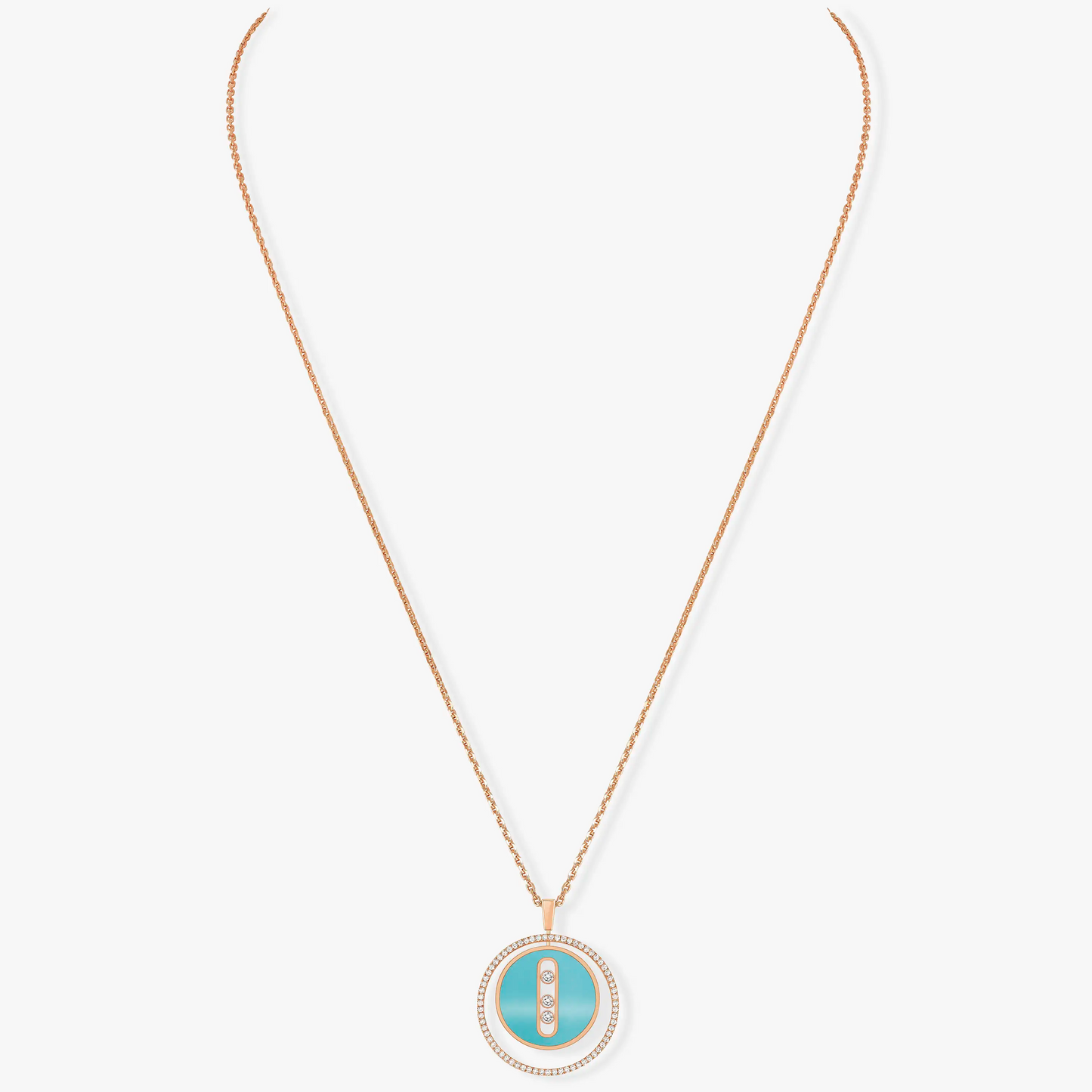 [ Moco ] Moco  MOVE 3 DIAMONDS TURQUOISE PINK GOLD DIAMOND NECKLACE