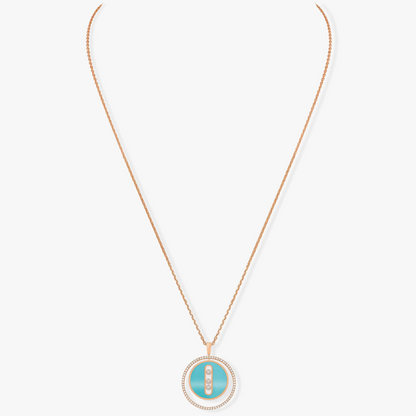 [ Moco ] Moco  MOVE 3 DIAMONDS TURQUOISE PINK GOLD DIAMOND NECKLACE