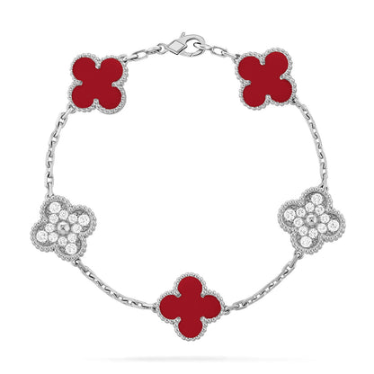 [Moco]New  CLOVER 5 MOTIF RED CORNELIAN BRACELET COLLECTION