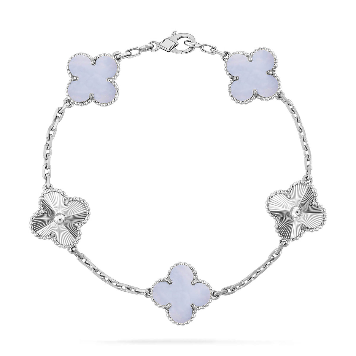 [Moco]New  CLOVER 5 MOTIF PURPLE CHALCEDONY BRACELET COLLECTION