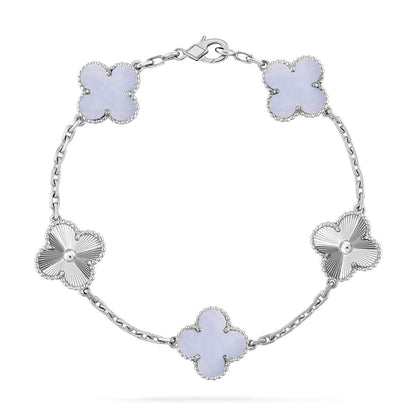 [Moco]New  CLOVER 5 MOTIF PURPLE CHALCEDONY BRACELET COLLECTION