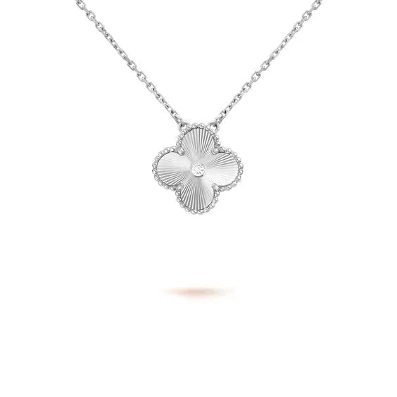 ¡®Moco¡¯CLOVER  15MM DIAMOND LASER NECKLACE SILVER