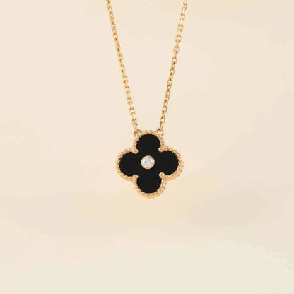 ¡®Moco¡¯CLOVER 15MM DIAMOND ONYX NECKLACE