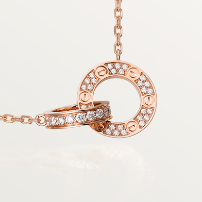 ¡®Moco¡¯LOVE 7.6MM NECKLACE ROSE GOLD AND SILVER  FULL DIAMOND