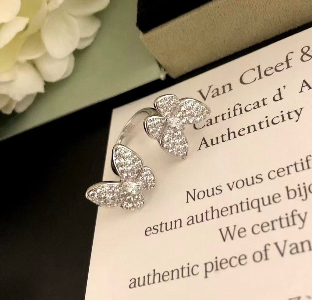 ¡®Moco¡¯TWIN SILVER BUTTERFLY DIAMOND RING