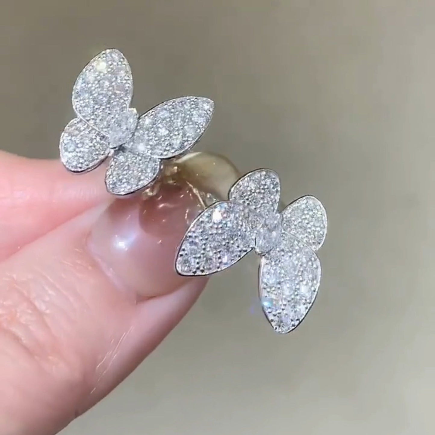 ¡®Moco¡¯TWIN SILVER BUTTERFLY DIAMOND RING