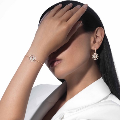 [ Moco ] Moco  MOVE WHITE MOTHER OF PEARL PINK GOLD DIAMOND BRACELET