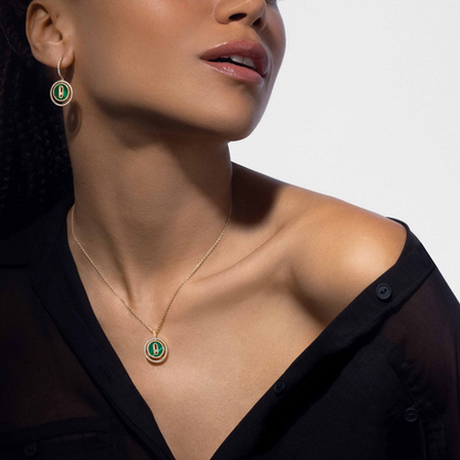 [ Moco ] Moco  MOVE 1 DIAMOND MALACHITE GOLD DIAMOND NECKLACE