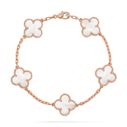 [Moco]New CLOVER WHITE PEARL MOP 5 MOTIF BRACELET COLLECTION