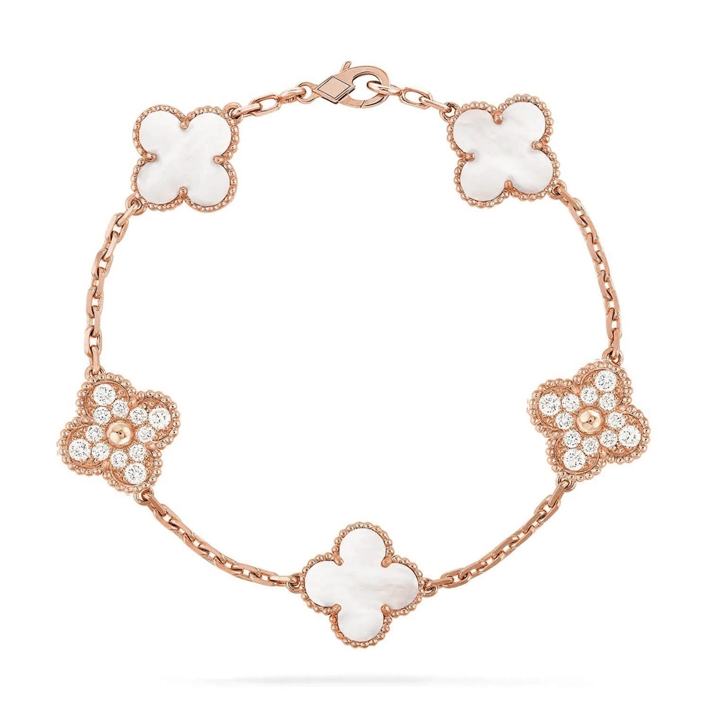 [Moco]New CLOVER WHITE PEARL MOP 5 MOTIF BRACELET COLLECTION