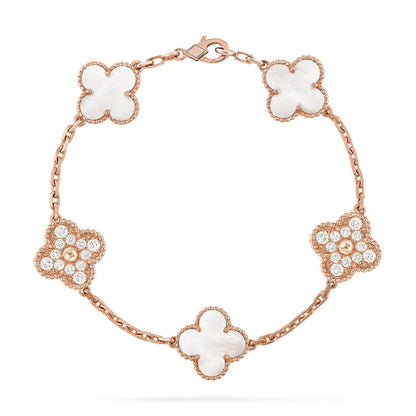 [Moco]New CLOVER WHITE PEARL MOP 5 MOTIF BRACELET COLLECTION
