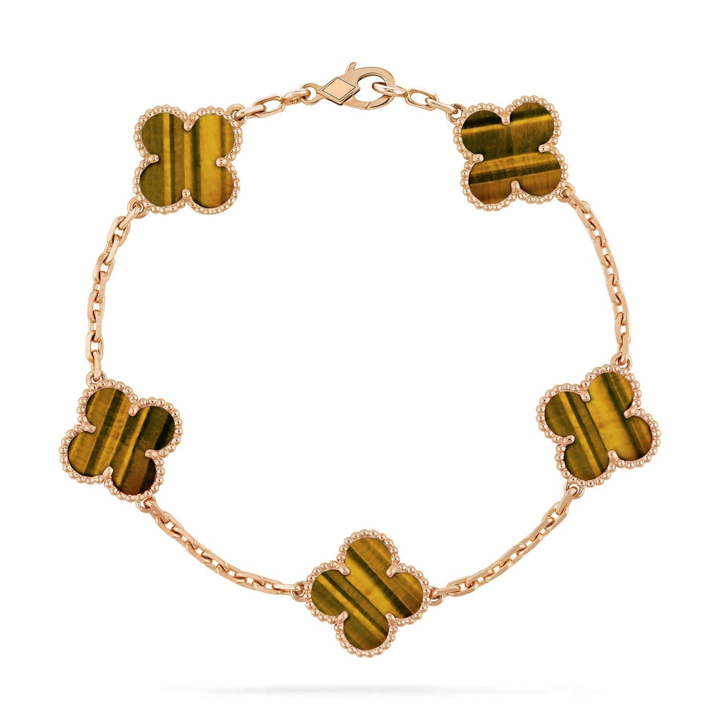 [Moco]New  CLOVER 5 MOTIFS TIGER EYE BRACELET COLLECTION