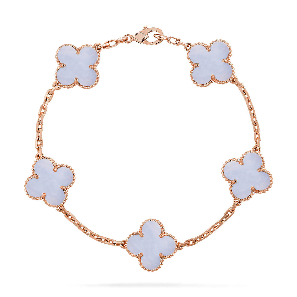 [Moco]New  CLOVER 5 MOTIF PURPLE CHALCEDONY BRACELET COLLECTION