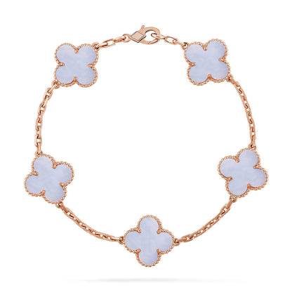 [Moco]New  CLOVER 5 MOTIF PURPLE CHALCEDONY BRACELET COLLECTION